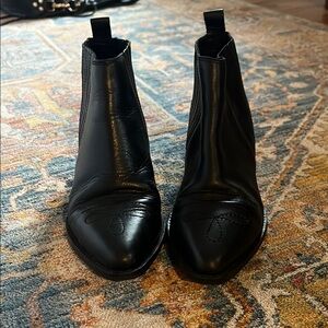 Botkier Black Leather Western Ankle Boots